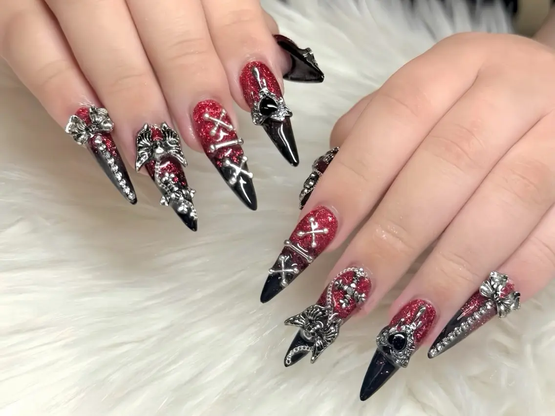 ネイル アニマル柄 ボルドー ブラウン チークネイル フレンチネイル ハンドネイル Rin Nail 新大久保店のネイルデザイン