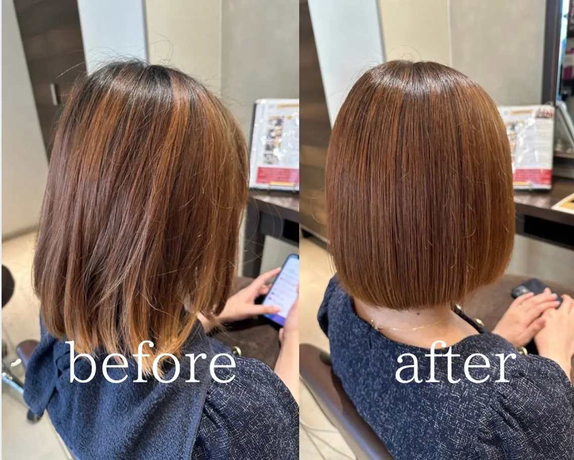ショート カラー 透明感カラー ボブ 髪質改善 縮毛矯正 カット ヘアカラー トリートメント 山本 麟太郎のヘアスタイル
