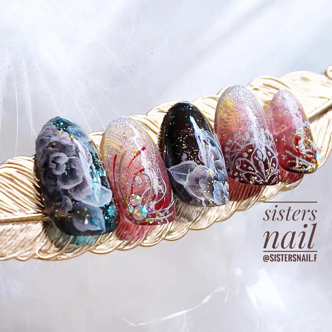ネイル アートネイル ジェルネイル グラデーション レース sisters nail.fのネイルデザイン