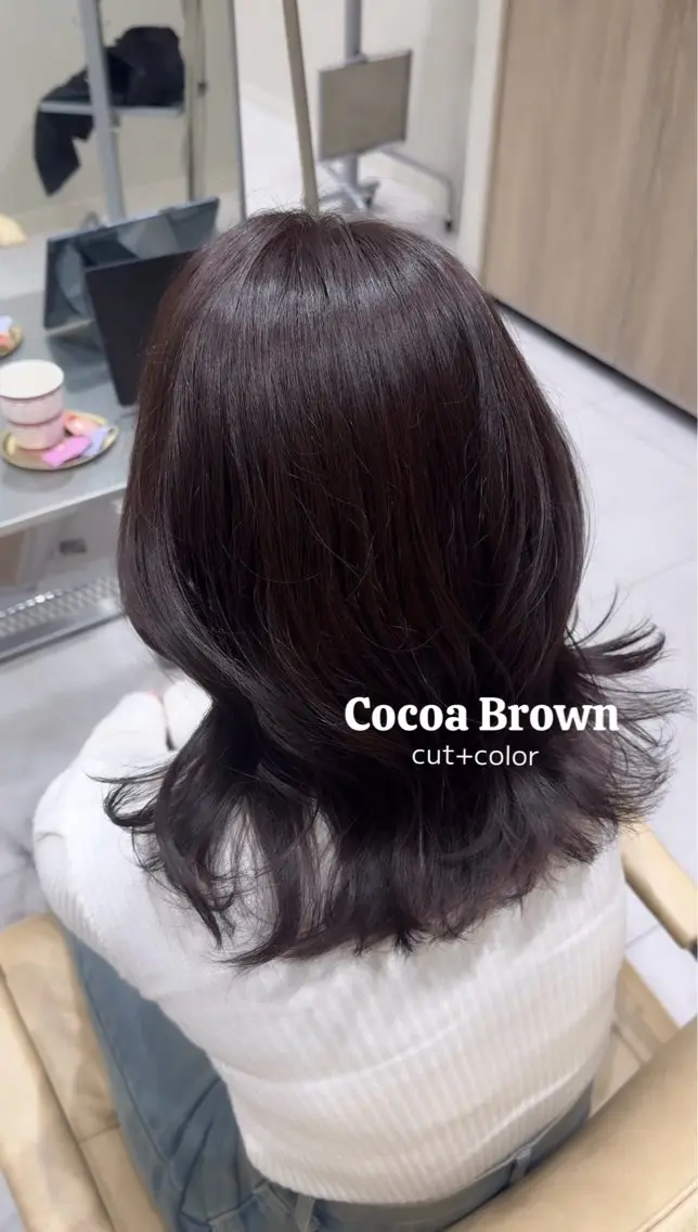 カラー ブラウンカラー 透明感|ストレート| クロスパーマ|はるかのヘアスタイル