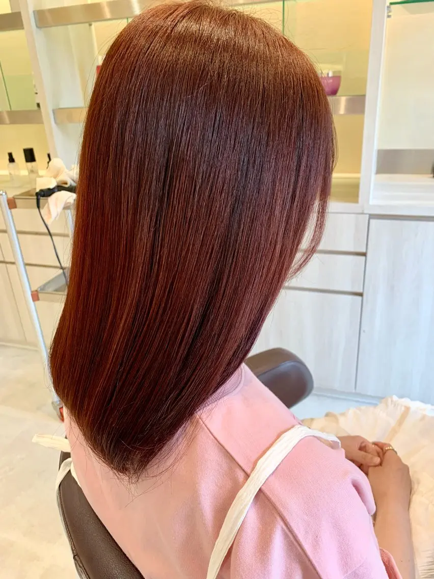 セミロング カラー ブリーチ ボルドーカラー ブリーチなしカラー レッドカラー ヘアカラー トリートメント Yuuki🌷名古屋 栄 カラー/ボブのヘアスタイル