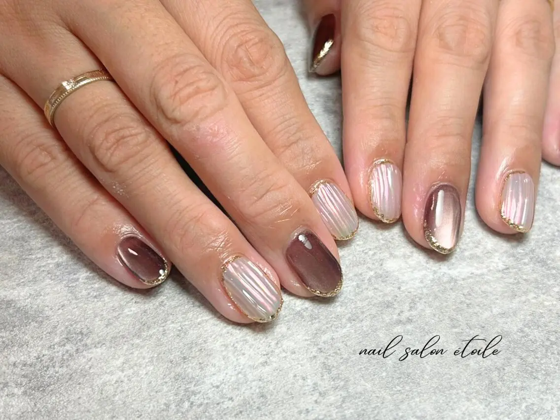 ネイル オーロラネイル マグネットネイル ハンドネイル nail salon étoileのネイルデザイン