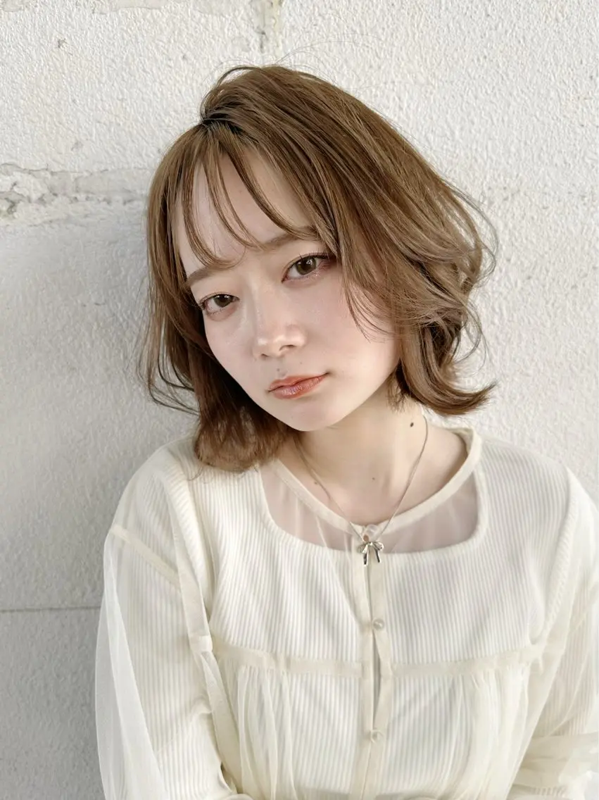 ミディアム カット ヘアカラー トリートメント ボブスタイル/ 透明感カラー/八幡のヘアスタイル