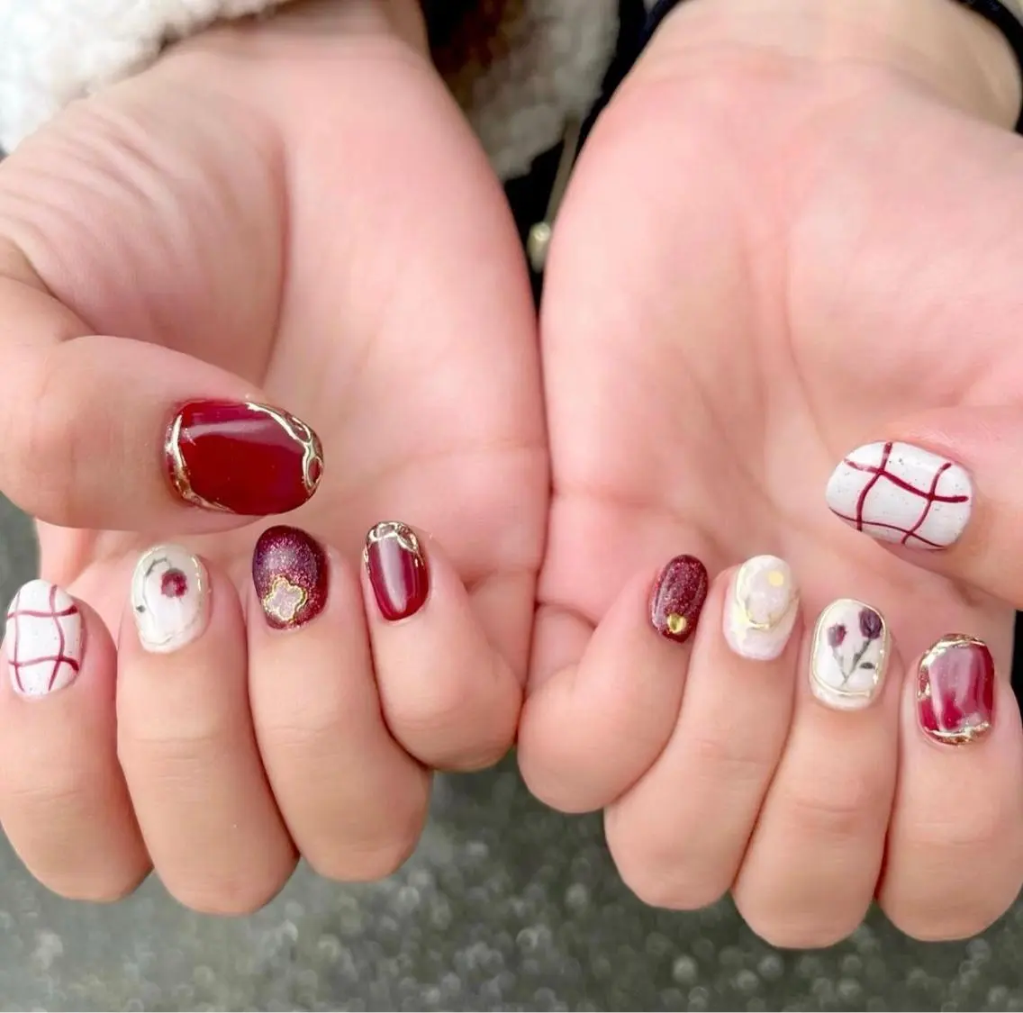 ネイル 成人式 フレンチネイル キラキラネイル 韓国ネイル ミラーネイル ハンドネイル Salon Ｋのネイルデザイン