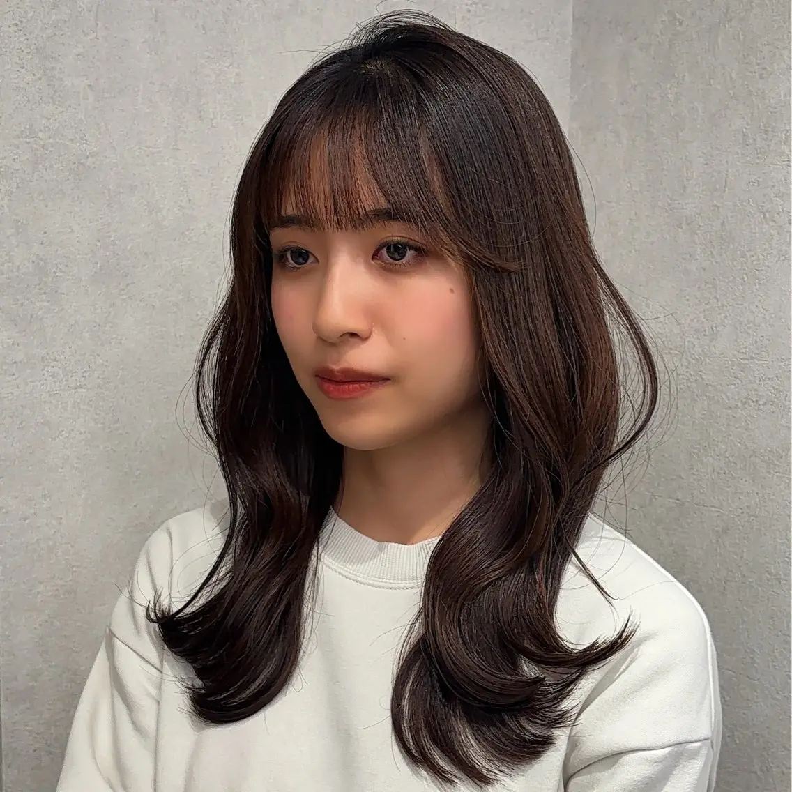 セミロング 結べるレイヤーカット /カラー/あさかのヘアスタイル