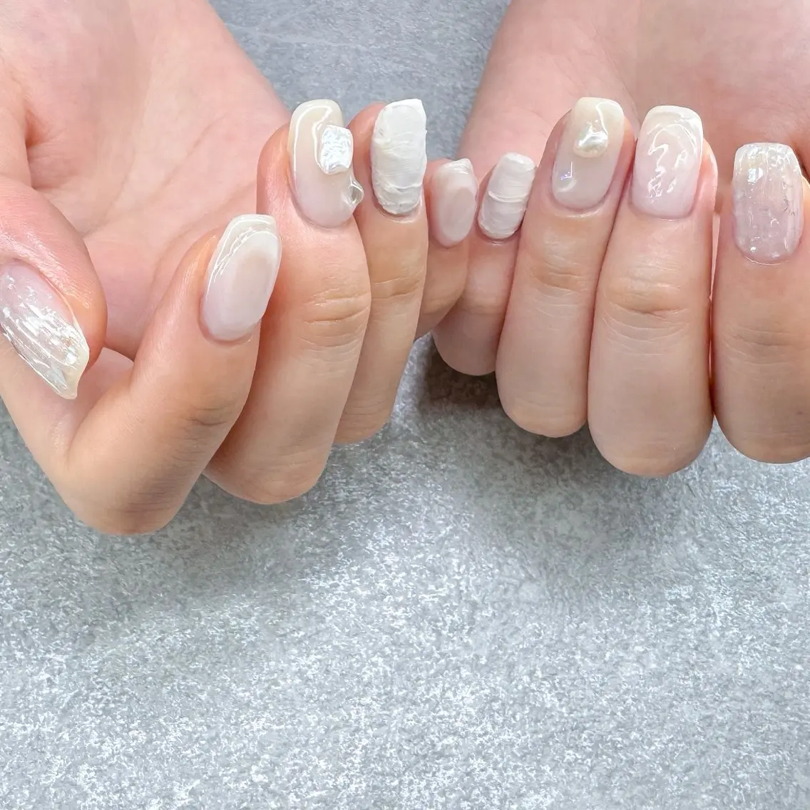 ネイル ブルー クリアネイル ジェルネイル マットネイル パラジェル pointillé .ayaのネイルデザイン