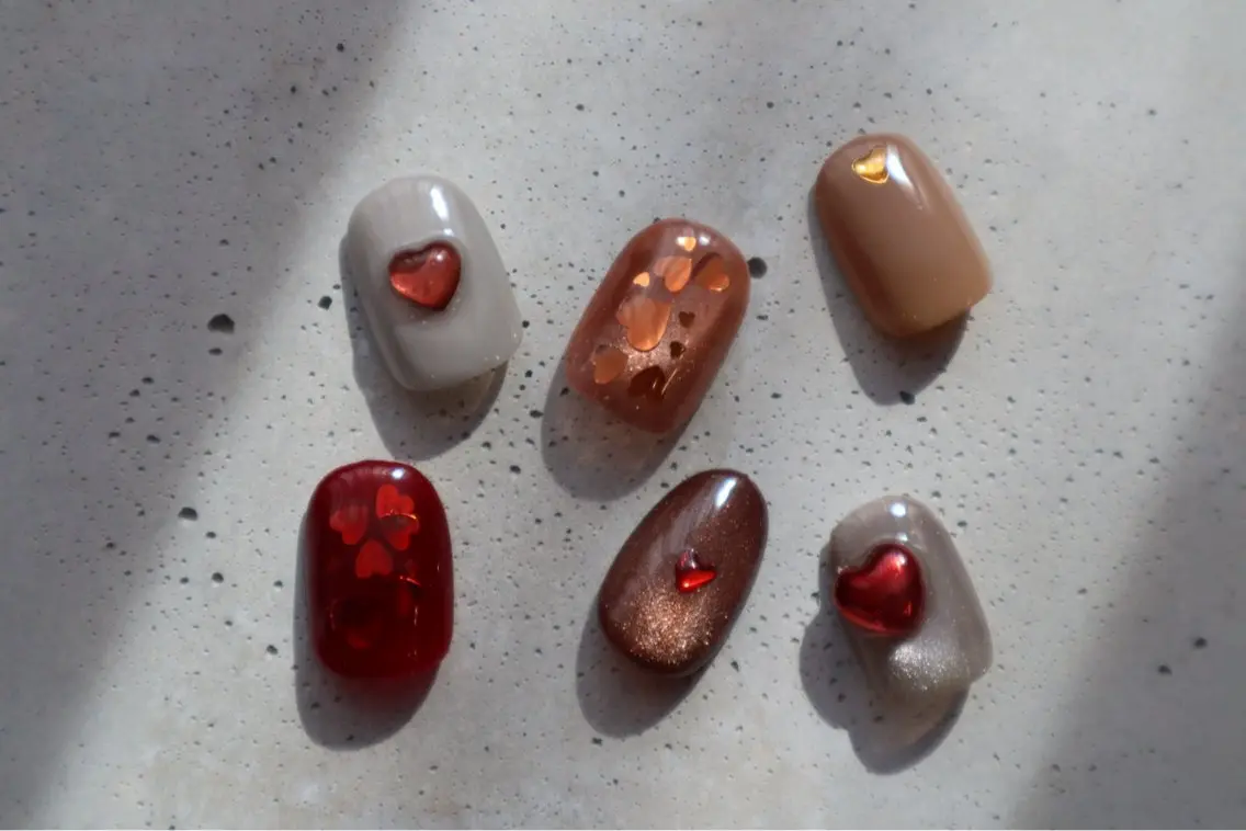 ネイル ハート バレンタイン ハンドネイル ハンドケア Nail salon Chiffonのネイルデザイン