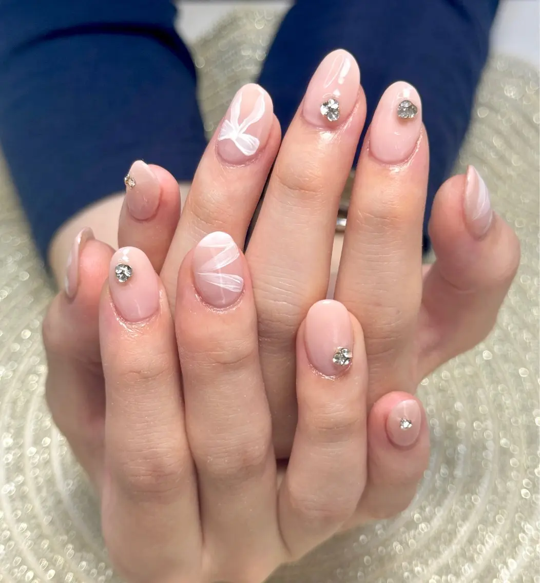 ネイル レース リボン ハンドネイル moa nailのネイルデザイン