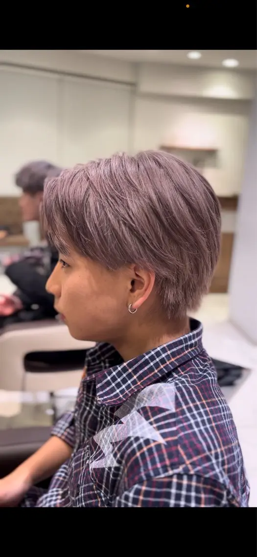 カラー メンズ メンズブリーチ ベージュカラー ブリーチ 透明感カラー ピンクカラー カット ヘアカラー ash平井店/永木 空✂️のヘアスタイル