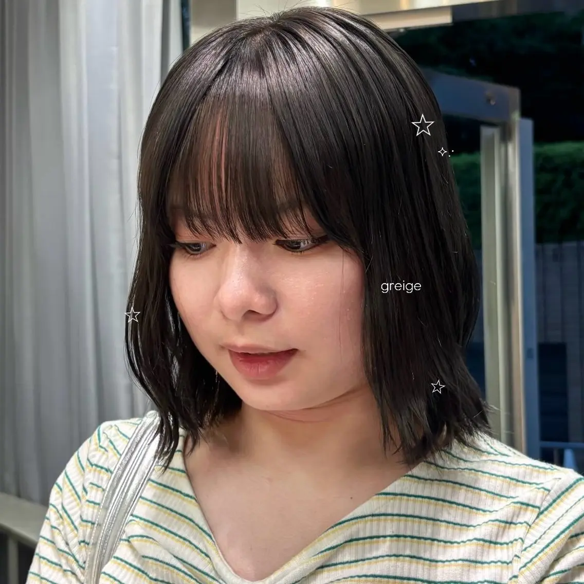 ミディアム カット ヘアカラー トリートメント 盛れる透明感カラー momokaのヘアスタイル