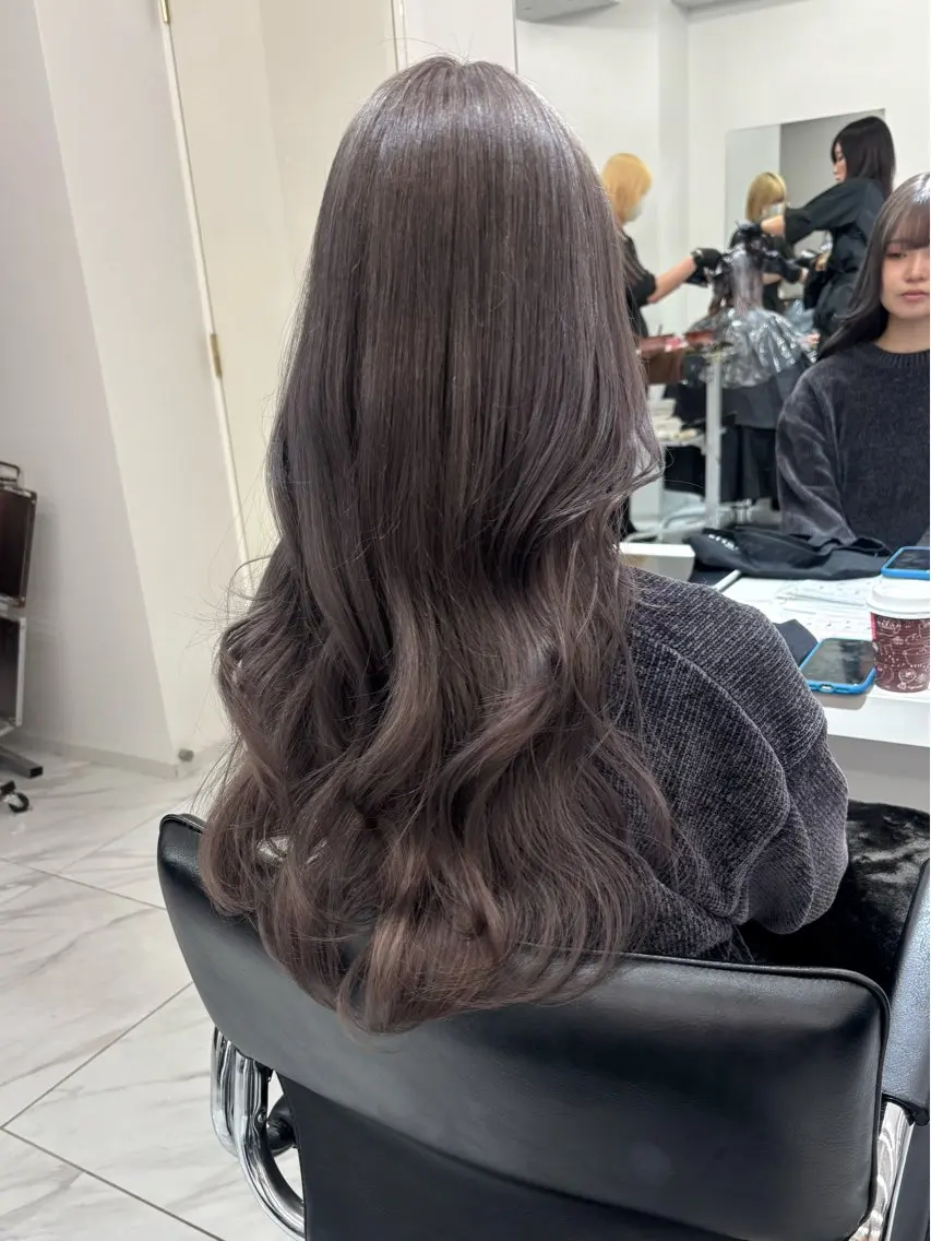 ロング カラー ブリーチ 透明感カラー グレージュ 🩶大人韓国ヘア 渋谷/Satsukiのヘアスタイル