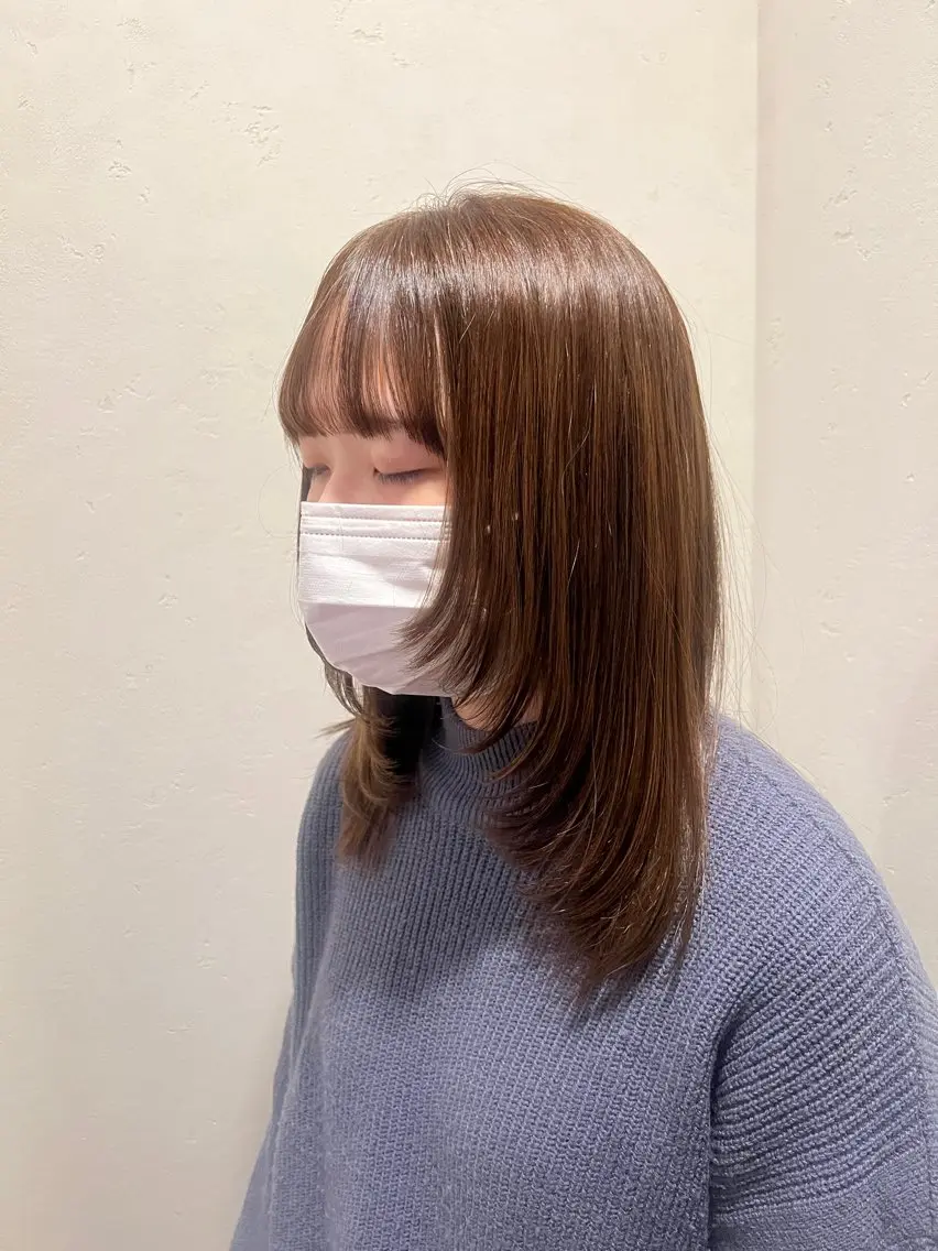 セミロング 顔周りカット レイヤーカット 水田 芹七のヘアスタイル
