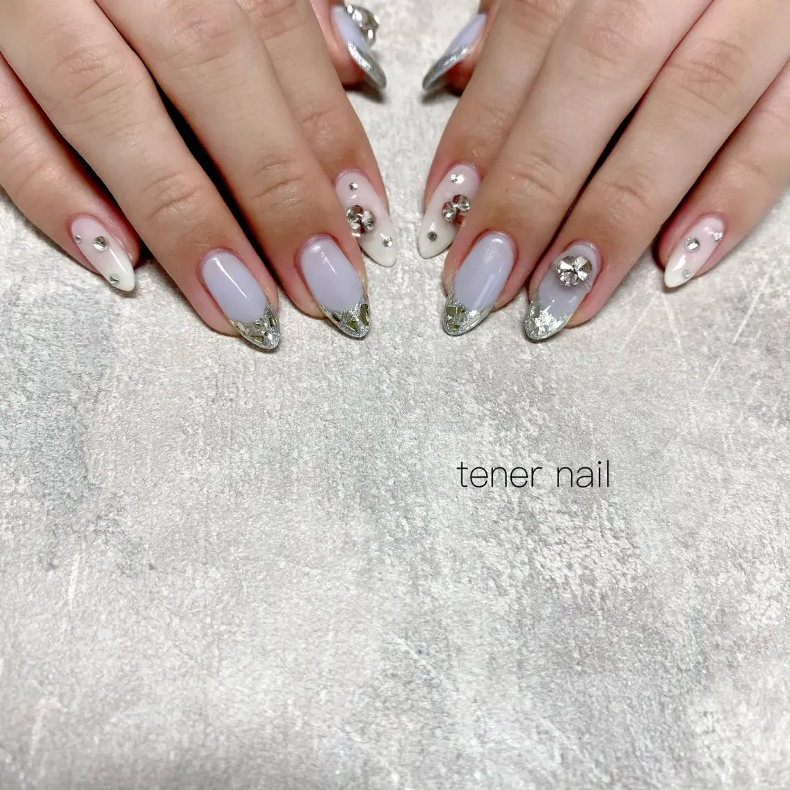 ネイル フレンチネイル ガラスフレンチ ハンドネイル テネルネイル tener nailのネイルデザイン