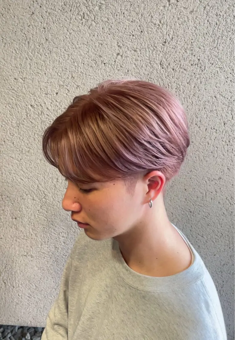 カラー メンズ メンズブリーチ ベージュカラー ブリーチ ピンクカラー ピンクベージュ SARAJU仁川 _aya🌼のヘアスタイル