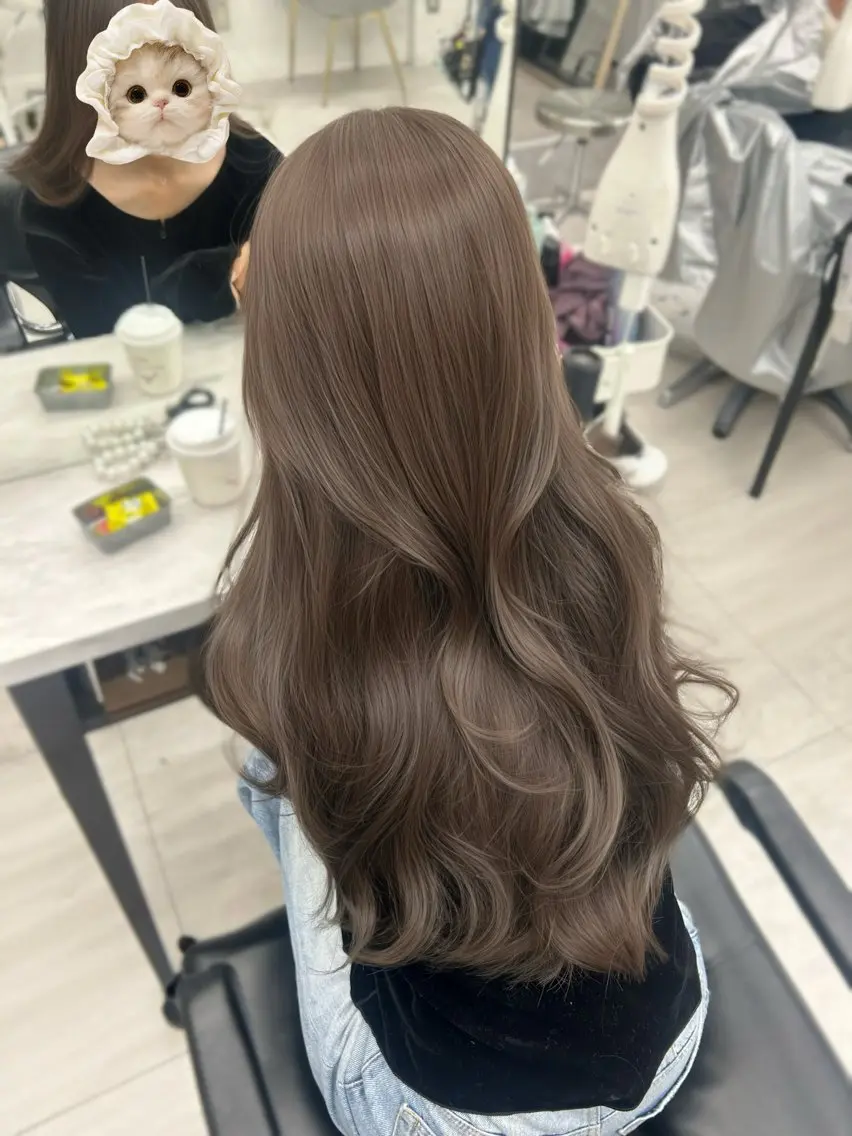 ロング カラー カット ヘアカラー トリートメント 韓国ヘア🇰🇷／ 艶カラー鈴木萌愛🩶のヘアスタイル