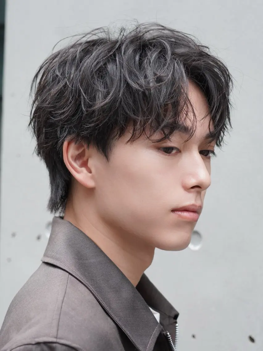 ミディアム パーマ メンズ ミディアムパーマ フェザーパーマ メンズパーマ fifth/ 原宿 メンズパーマ/希飛のヘアスタイル