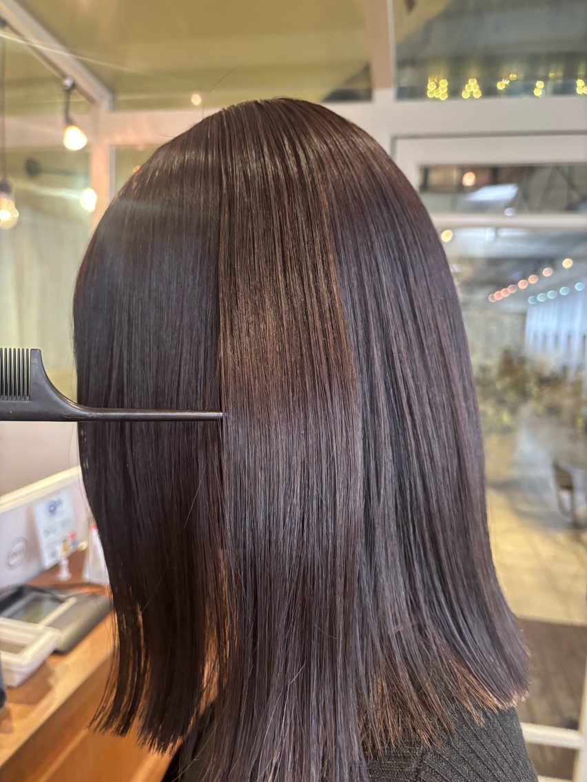セミロング パーマ 縮毛矯正 くいた あやなのヘアスタイル