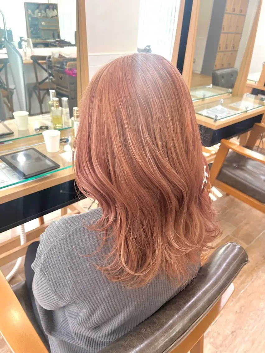 カラー ブリーチ ハイライトカラー ピンクカラー 暖色color🥀メ ンズパーマ/Yunaのヘアスタイル