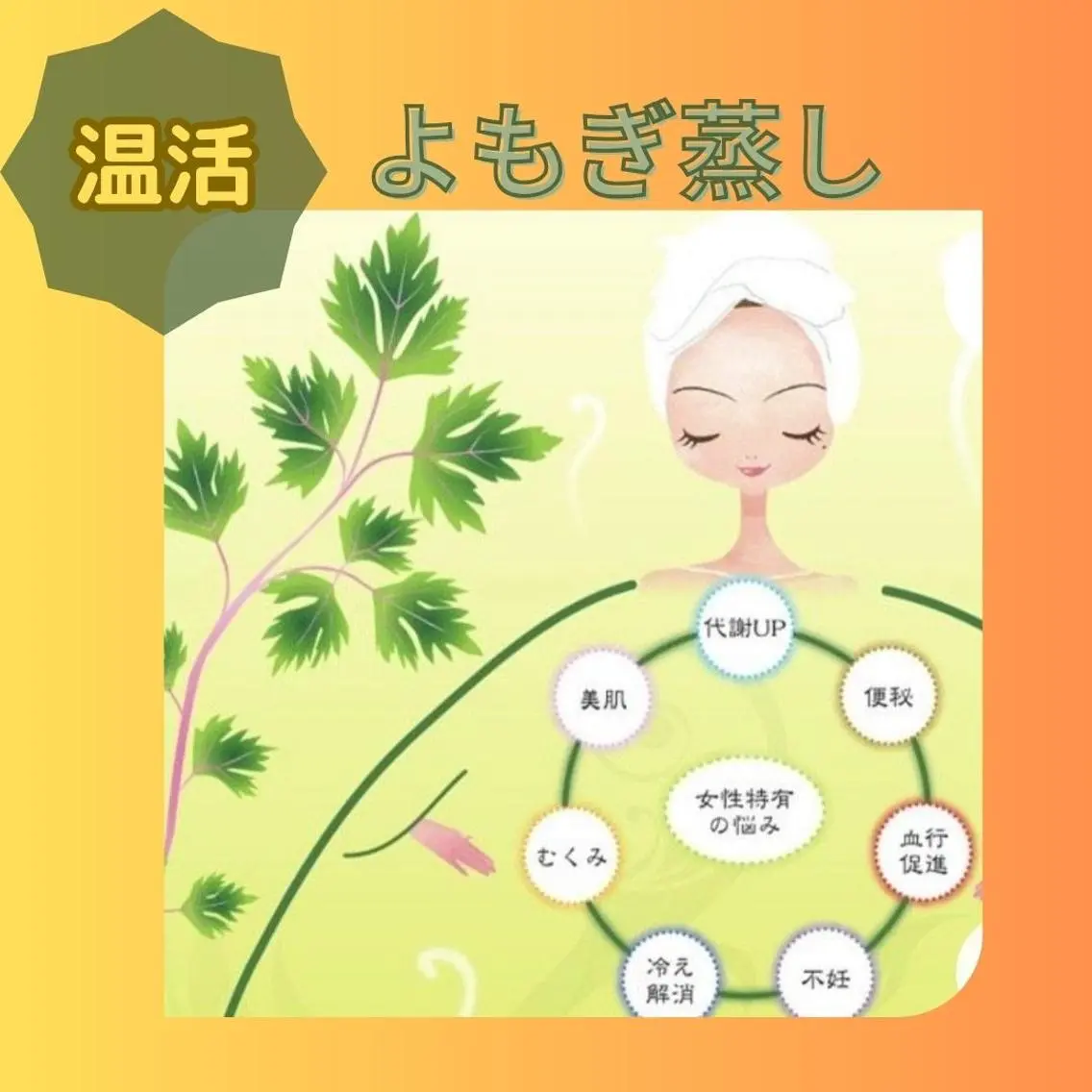 内から温めるよもぎ蒸し♨️腸活&温活 末端冷え性・生理痛・更年期のお悩みに よもぎ蒸し+デトックスマッサージ 60分の写真