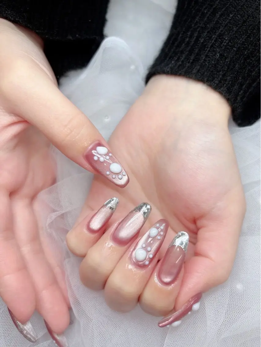 ネイル アートネイル フレンチネイル ガラスフレンチ 持ち込み ハンドネイル ハンドケア 心斎橋Salon Epokkuのネイルデザイン