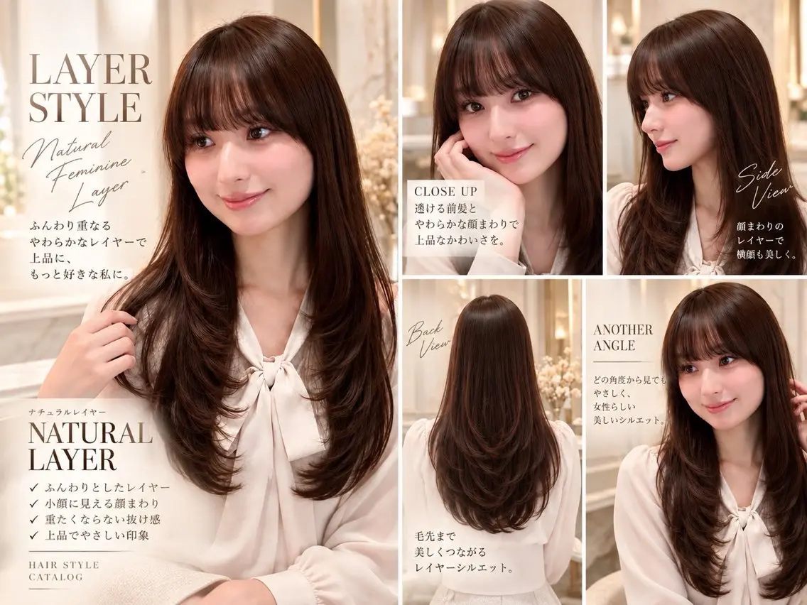 ロング カラー カット ヘアカラー トリートメント 🦋韓国風レイヤー/ 艶髪矯正🦋凛太郎のヘアスタイル
