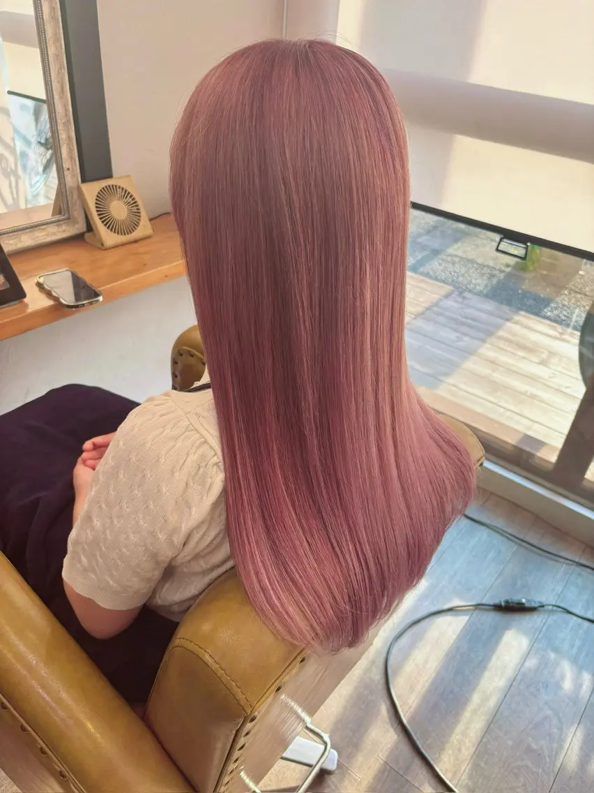 カラー ベージュカラー ダブルカラー ピンクカラー ピンクベージュ 立川 allu|細谷 ションのヘアスタイル