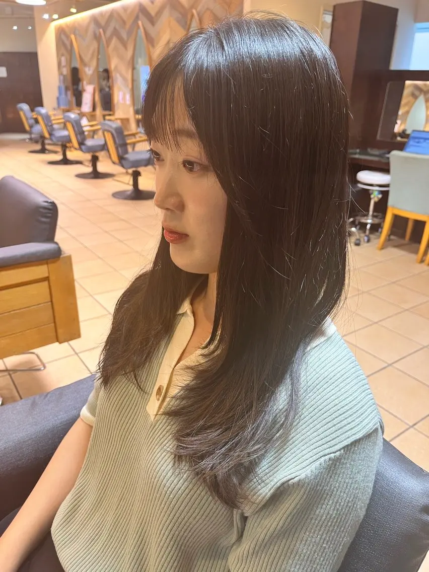 セミロング パーマ ヘアアレンジ カット 透明感/さらツヤ髪/ 💎Tomoya💎のヘアスタイル