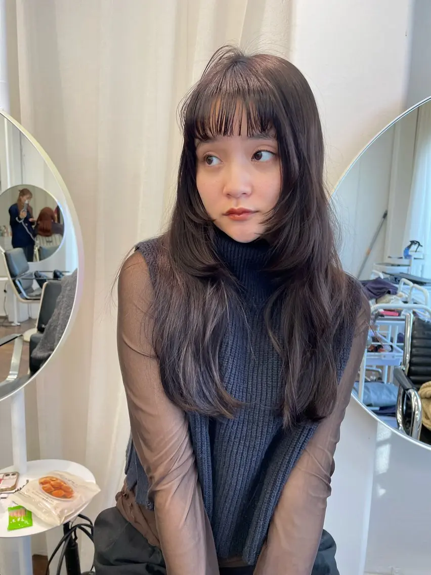 ロング カラー 顔周りカット 姫カット 小顔カット カット ヘアカラー トリートメント レイヤーカット🎀 kanaのヘアスタイル
