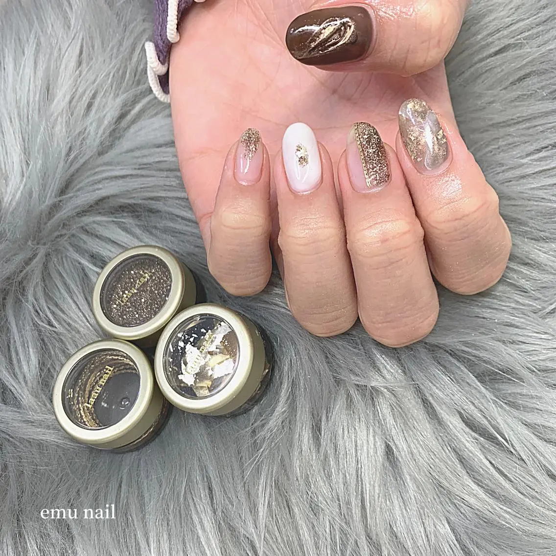 ネイル 大理石ネイル(マーブル) ホワイト emu nailのネイルデザイン