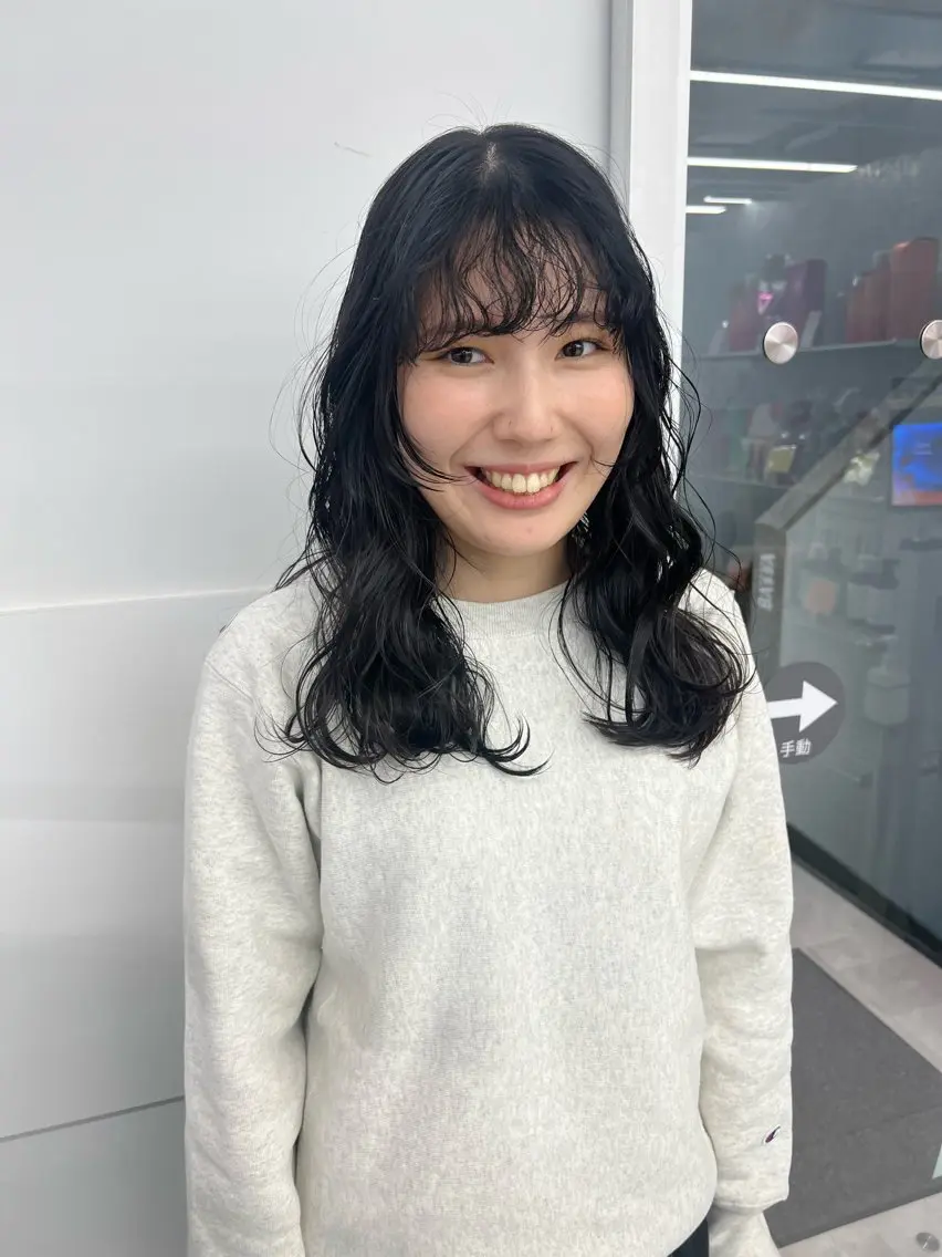 【🫧少し雰囲気変えたい方にオススメ🫧】似合わせ前髪カット+パーマ(前髪のみ)+セットブロー✨アンニュイ/ナチュラルの写真