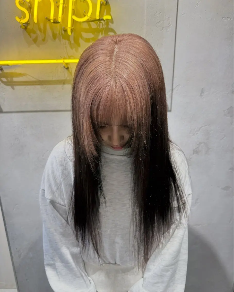 ロング ロング ヘアカラー トリートメント kanta 梅田 韓国ハイトーンのヘアスタイル