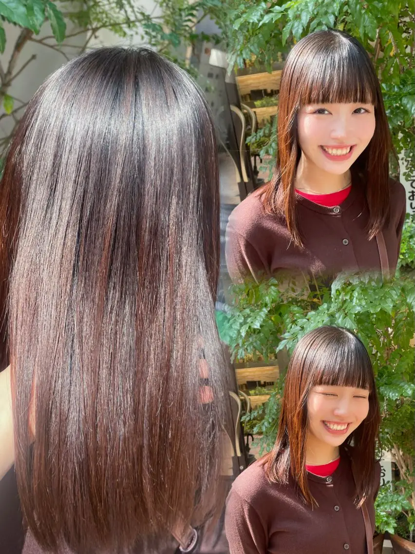 ミディアム 縮毛矯正 トリートメント カット 縮毛矯正 Reira ¦ボブ ・レイヤー¦顔周りのヘアスタイル