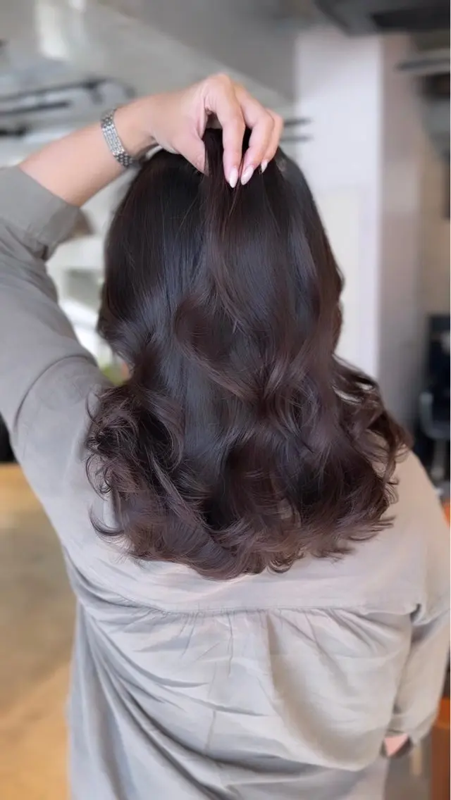 ミディアム カラー パーマ ミディアムパーマ デジタルパーマ デジタルパーマ大阪 ハヤシのヘアスタイル
