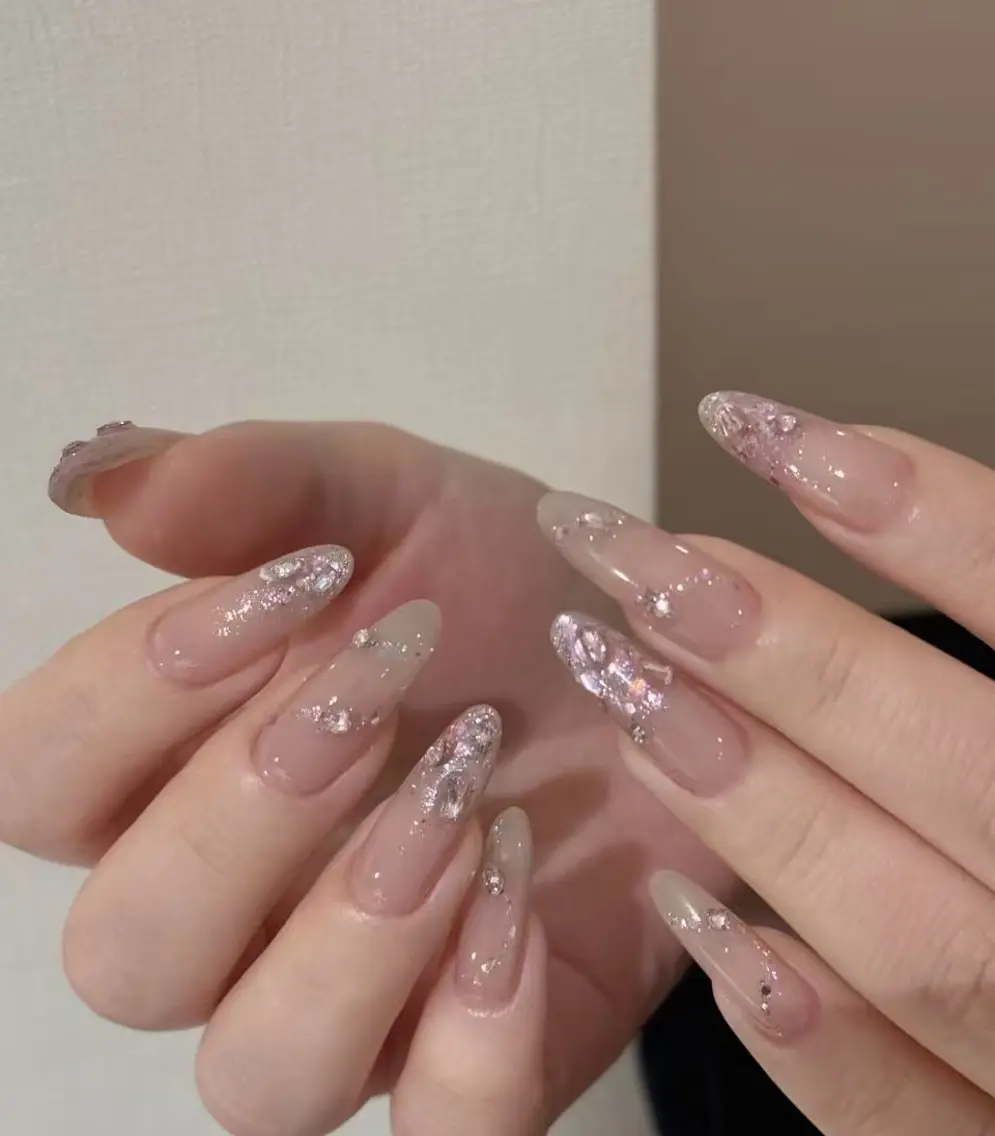 ネイル フラワーネイル フレンチネイル ジェルネイル ガラスフレンチ ハート ハンドネイル BabyYouMi nailのネイルデザイン