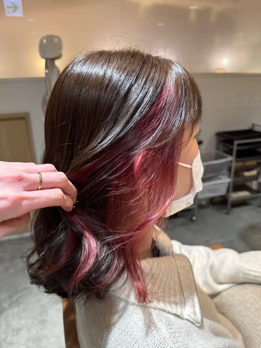 ミディアム カラー インナーカラー ピンクカラー Narumi ／モデル様募集中✨のヘアスタイル