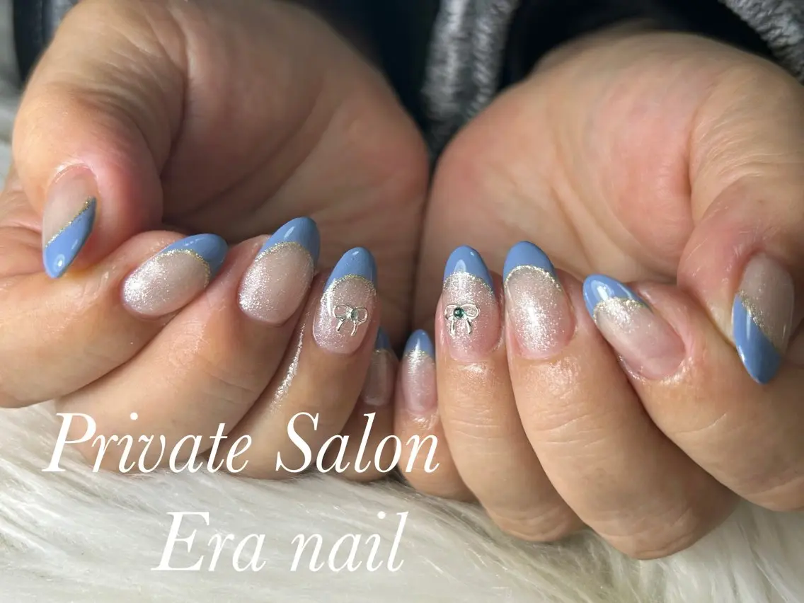 ネイル フレンチネイル リボン ハンドネイル Era nailのネイルデザイン