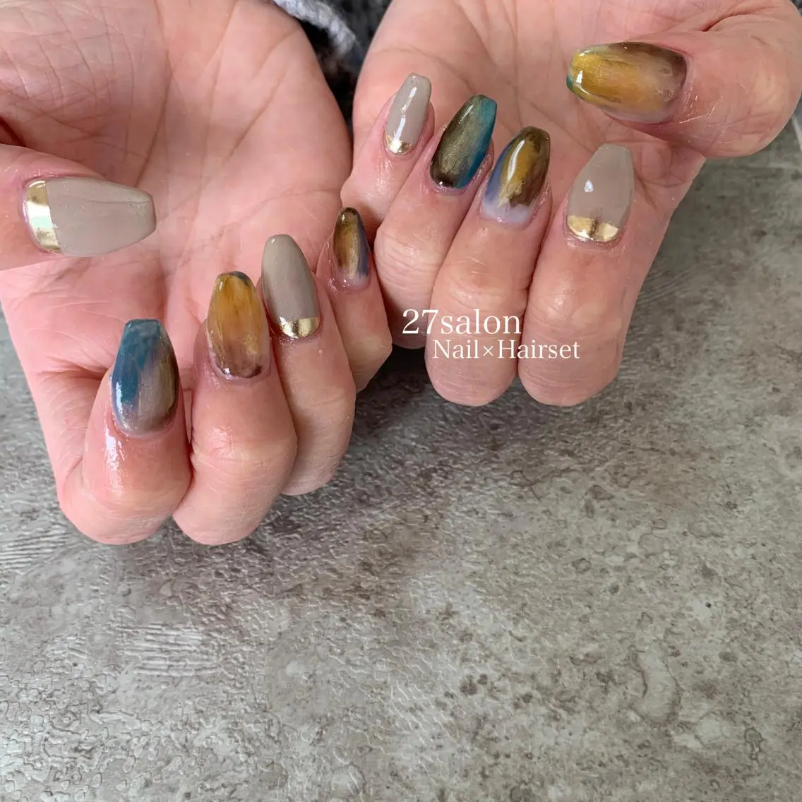 ネイル アートネイル ミラーネイル ハンドネイル 27salon yuinaのネイルデザイン