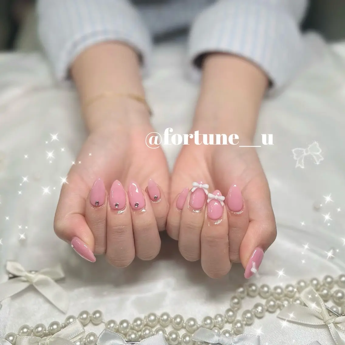 ネイル ガーリー 韓国ネイル 持ち込み ワンホンネイル ハンドネイル 💜✩.* Yuuna💜のネイルデザイン