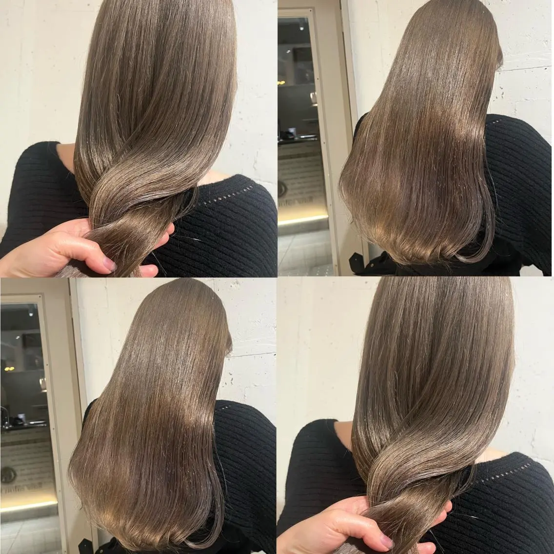 ロング カラー ベージュカラー 透明感カラー ダブルカラー フォギーベージュ グレージュ カット ヘアカラー トリートメント ヘッドスパ ヘアセット カジュアルを女っぽく 𝗮𝘆𝗮𝗰𝗼のヘアスタイル