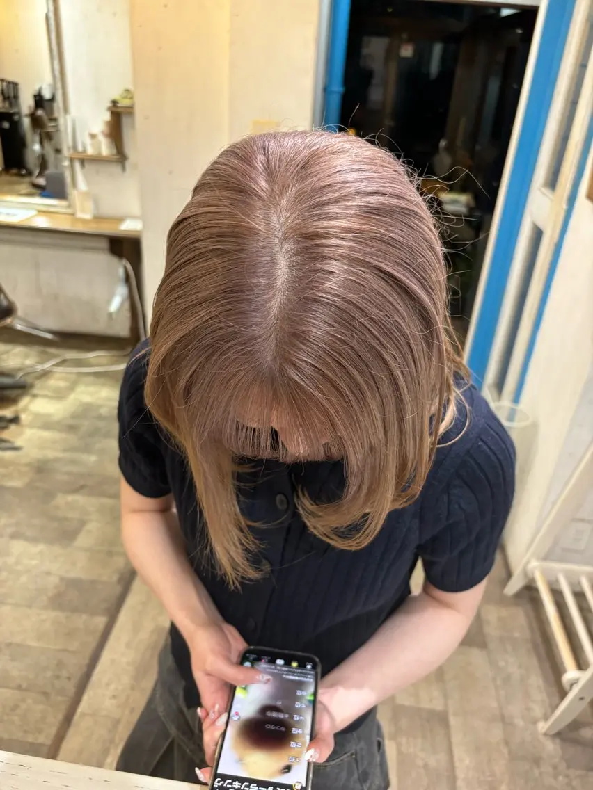 セミロング カラー ベージュカラー ブリーチ Shuri🐾 Ricca hairのヘアスタイル