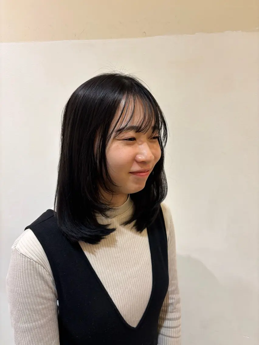 ミディアム 顔周りカット レイヤーカット ショート・ボブ✨南 津麦のヘアスタイル