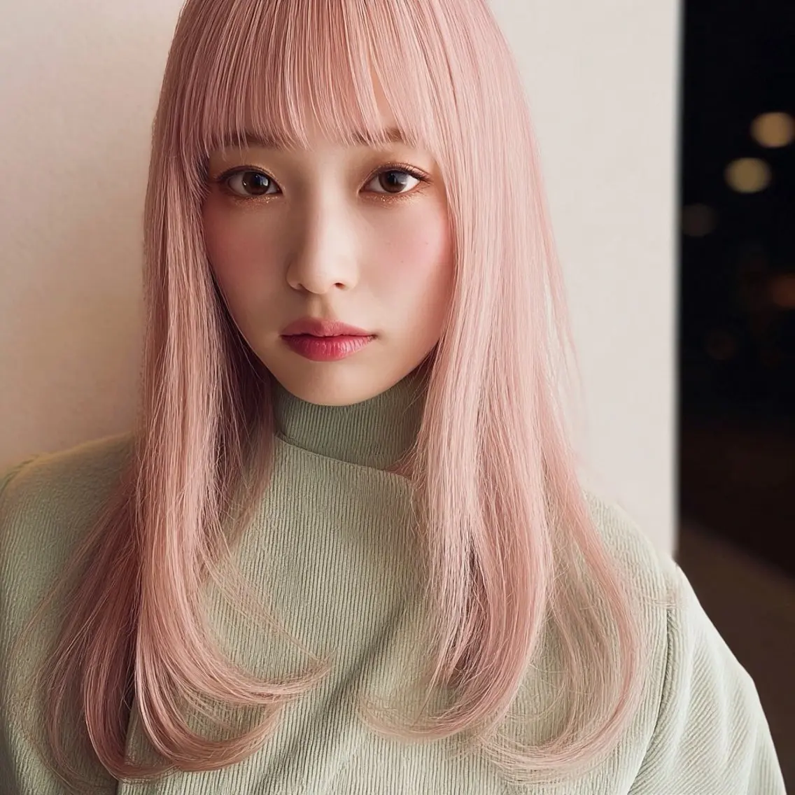 ロング カラー アッシュ ベージュカラー 黒髪 ブリーチ 透明感カラー ヘアカラー ブリーチ／ハイトーン 北島らむなのヘアスタイル