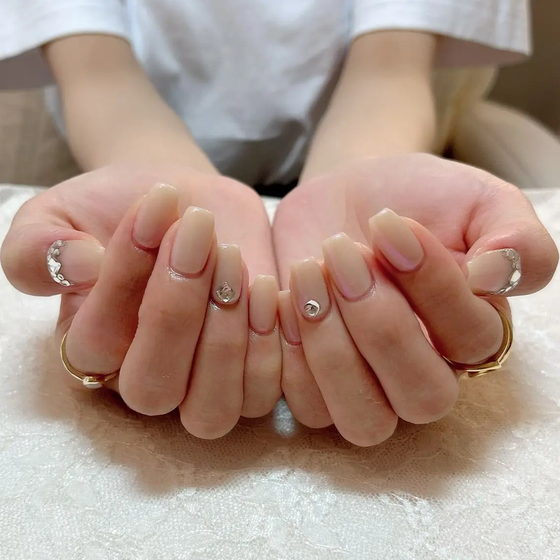 ネイル ミラーネイル ピンク ハンドケア aoi nailのネイルデザイン