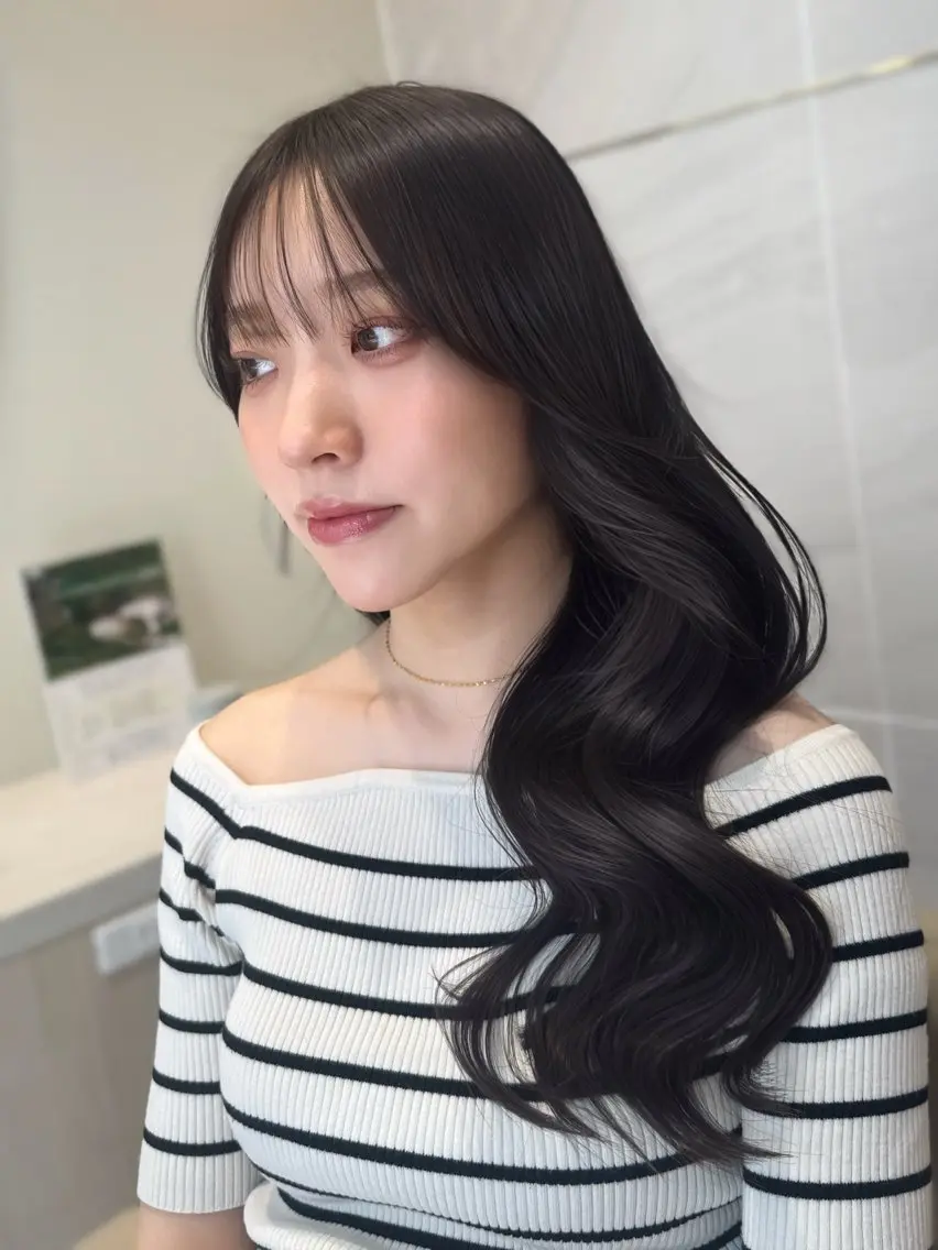 ロング ヘアカラー トリートメント 韓国/レイヤーカット 顔周り/廣瀬達哉のヘアスタイル