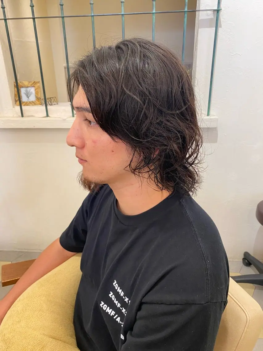 セミロング パーマ メンズ カット パーマ 菊池大一 溝の口パーマのヘアスタイル