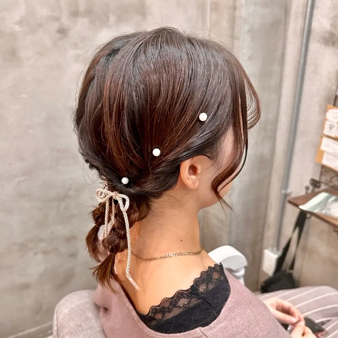 ミディアム ヘアアレンジ カット スパのヘアスタイル