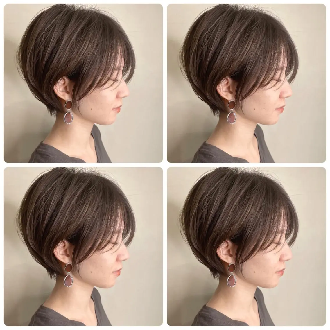 ショート カラー ショートボブ ハンサムショート 丸みショート デザインカラー ハイライトカラー カット ヘアカラー 京都大人女性ショート 徒歩1分/秋山のヘアスタイル