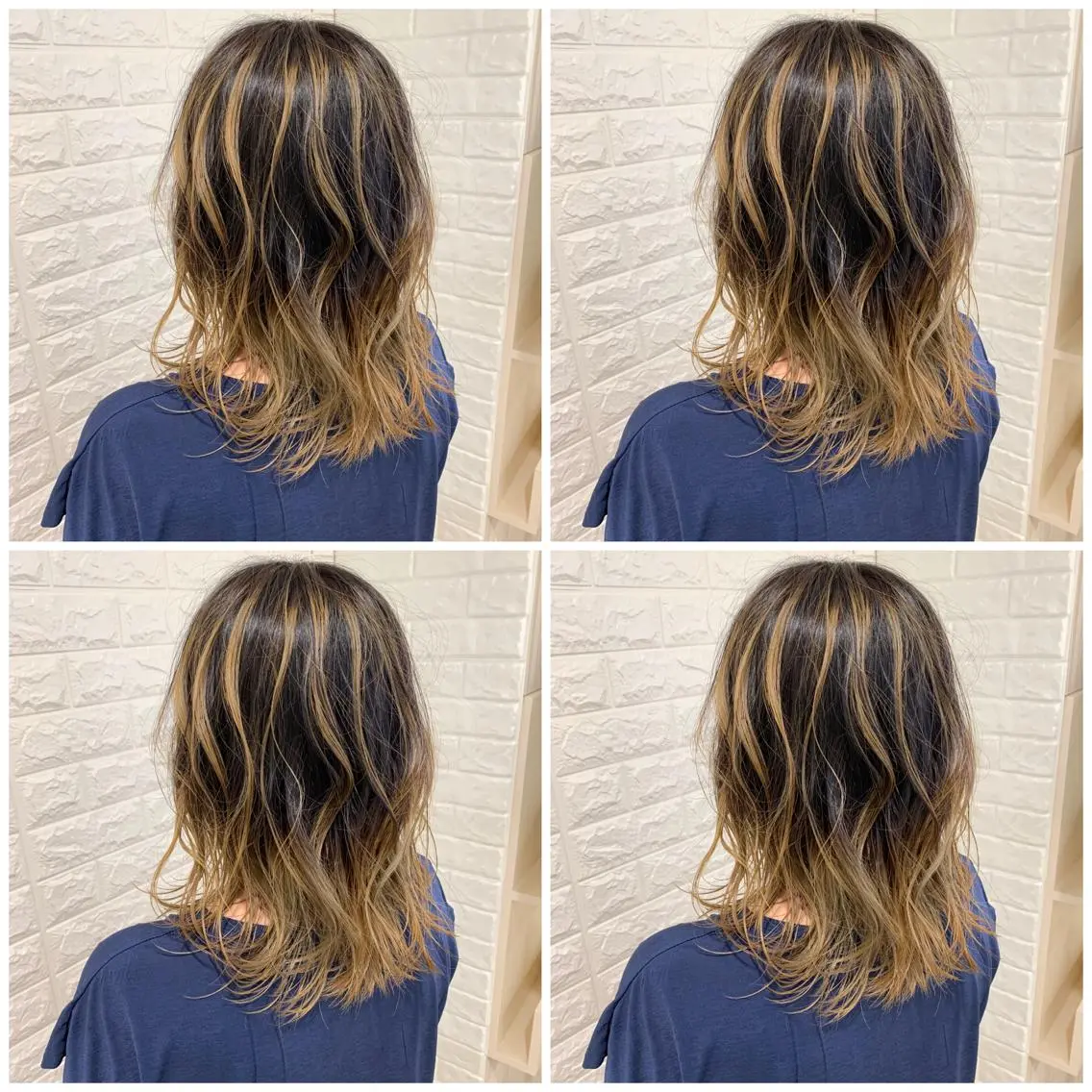 セミロング カラー バレイヤージュ ベージュカラー ブリーチ グラデーションカラー レイヤーカット ヘアカラー ハイトーン/ブリーチ 山崎　悠次のヘアスタイル