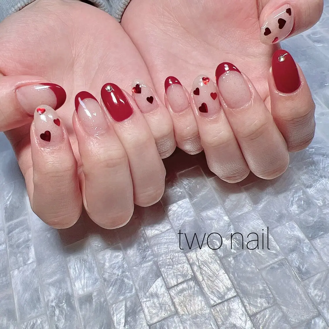 ネイル アートネイル ネイルチップ ホワイト ハンドネイル two nailのネイルデザイン