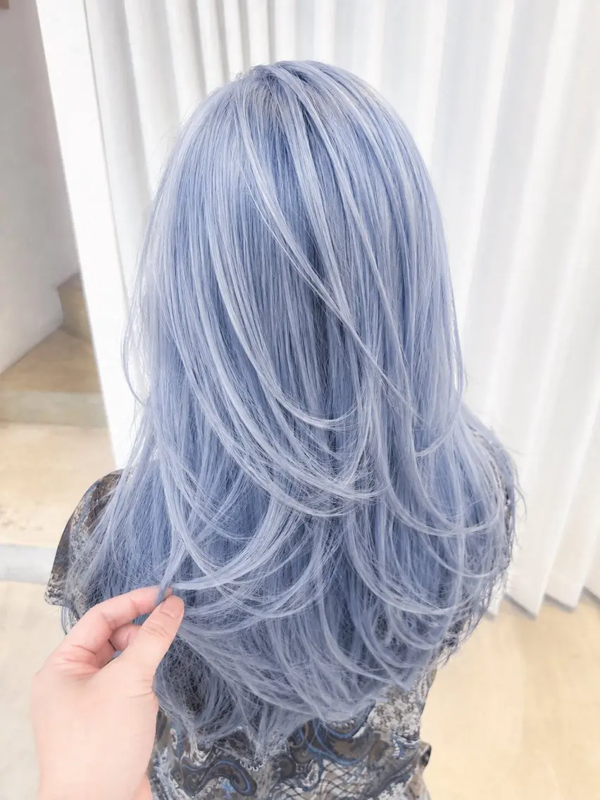 ロング カラー ブルーカラー 髪質改善 レイヤーカット トリートメント ヘアカラー BOXmico. 南堀江　宇都宮のヘアスタイル
